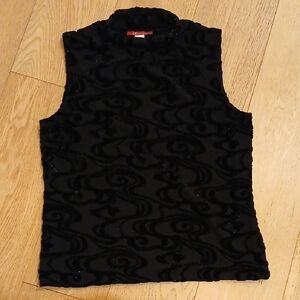 Anne Klein Black Textured Sleeveless Blouse